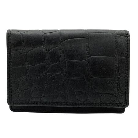 Leren dames portemonnee zwart met croco print