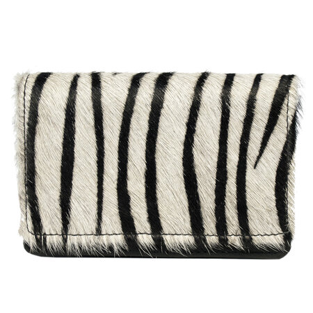 Leren Dames Portemonnee Zwart met een Zebra Print