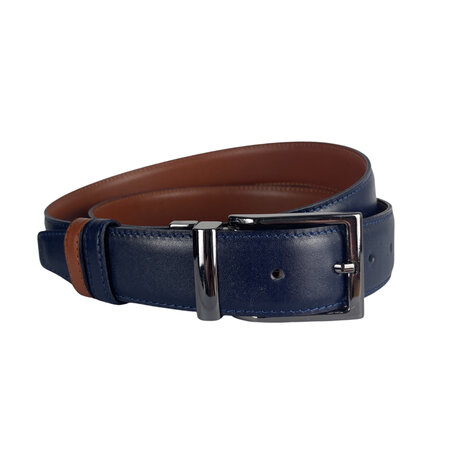 Riem heren - Dubbelzijdig - Cognac of Donkerblauw - 3.5 cm Breed
