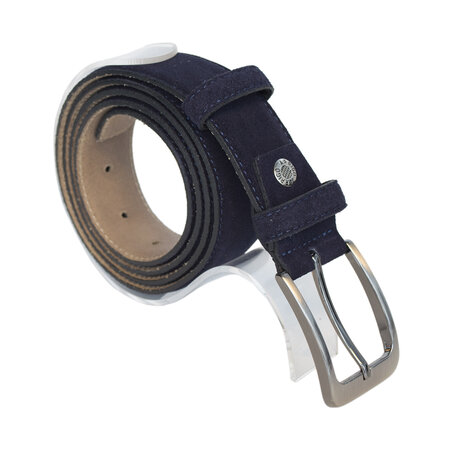 Suede Riem Donkerblauw • Met een Stijlvolle Zilverkleurige Gesp