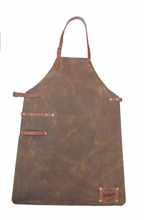 Barbecue schort gemaakt van soepel cognac rundleer