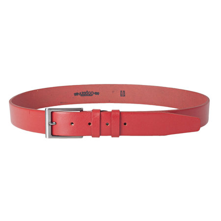 Leren Riem Rood van 3.5 cm Breed met Zilveren Gesp