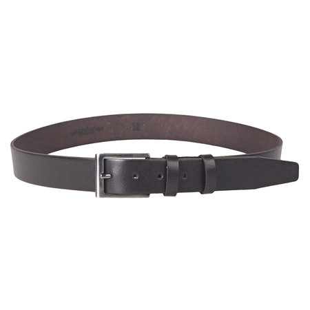 Leren kleding riem van 3.5 cm breed in de kleur donkerbruin