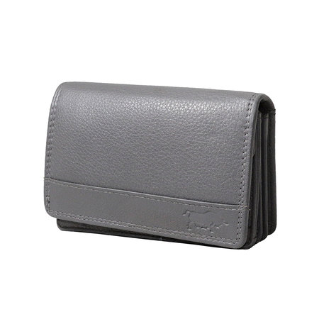 Lederen portemonnee, grijs, medium size