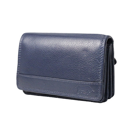 Leren portemonnee, donkerblauw medium