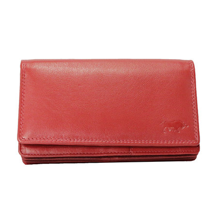 Rode Leren Dames Portemonnee Harmonica Model