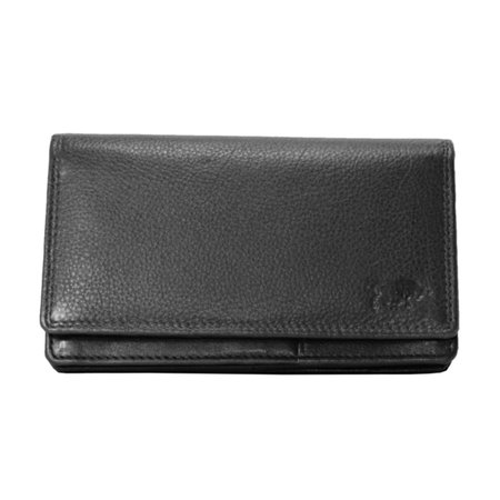 Zwart Leren Dames Portemonnee Harmonica Model