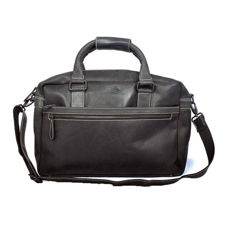 Ruime zwart leren messenger tas/schoudertas met handvatten