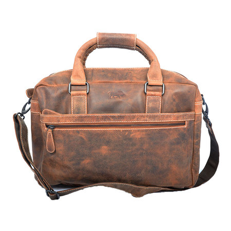 Ruime naturel buffelleren messenger tas/schoudertas