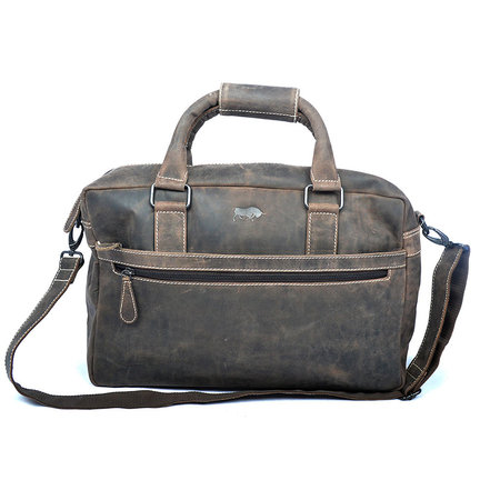 Ruime donkerbruin leren messenger tas/schoudertas