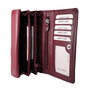 Donkerrood leren harmonica portemonnee, groot model