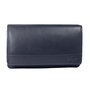 Dark blue leather harmonica RFID wallet, large model