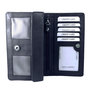 Dark blue leather harmonica RFID wallet, large model