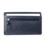 Dark blue leather harmonica RFID wallet, large model