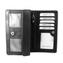 Zwart leren harmonica RFID portemonnee, groot model