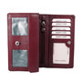 Donkerrood leren harmonica RFID portemonnee, groot model
