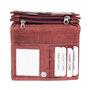 Dames portemonnee met bloemenprint van rood rundleer