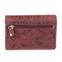 Dames portemonnee met bloemenprint van rood rundleer