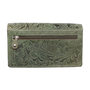 Harmonica dames portemonnee met bloemenprint, groen