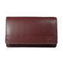 Donkerrood leren harmonica RFID portemonnee, groot model