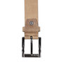 Leren riem, 3 cm breed, cognac/naturel met zilveren gesp