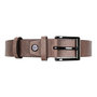 Leren riem, 3 cm breed, donkerbruin met zilveren gesp