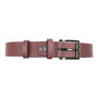 Leren riem, 3 cm breed, bordeaux rood met zilveren gesp