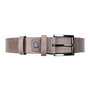 Leren riem, 3.5 cm breed, donkerbruin met zilveren gesp