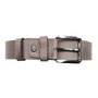 Leren riem, 4 cm breed, donkerbruin met zilveren gesp
