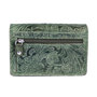 Leren Anti Skim Dames Portemonnee Groen - Bloemenprint