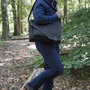 Black Leather Messenger Bag With Flap - XL
