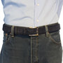 Suede Riem Donkerblauw • Met een Stijlvolle Zilverkleurige Gesp