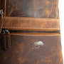 Leren Rugzak In De Kleur Cognac Met 4 Vakken En Een Rits