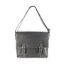 Zwart Leren Messenger Tas Met Een Grote Klep