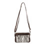 Brown Leather Crossbody Fanny Pack With A Zebra Print