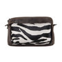 Dark Brown Leather Crossbody Fanny Pack With A Zebra Print