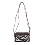 Dark Brown Leather Crossbody Fanny Pack With A Zebra Print