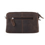 Dark Brown Leather Crossbody Fanny Pack With An Animal Print