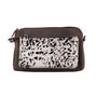 Dark Brown Leather Crossbody Fanny Pack With An Animal Print