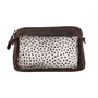 Dark Brown Leather Crossbody Fanny Pack With A White Cheetah Print