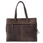 Laptoptas Van Donkerbruin Leer Met Kroko Print