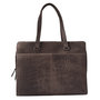 Laptoptas Van Donkerbruin Leer Met Kroko Print