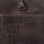 Laptoptas Van Donkerbruin Leer Met Kroko Print