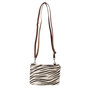 Leren Crossbody Tasje Bruin Leer met Zebra Print