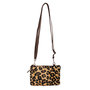 Leren Schoudertasje Donkerbruin met Jaguar Print