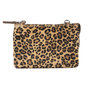 Bruin Leren Schoudertasje met Luipaard Print