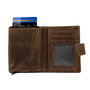 Leren Mini Portemonnee Bruin met Card Protector en Bloemenprint