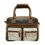 Leren Schoudertas Handtas Bruin met een Cheetah Print