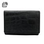 Leren dames portemonnee zwart met croco print