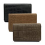 Leren dames portemonnee zwart met croco print